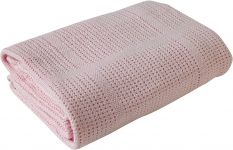 CLAIR DE LUNE Cotton Cellular Blanket Pink - Pram, Moses Basket or Crib
